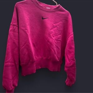 Nike Women's Hot Pink Crew Sweatshirt with Black Swoosh